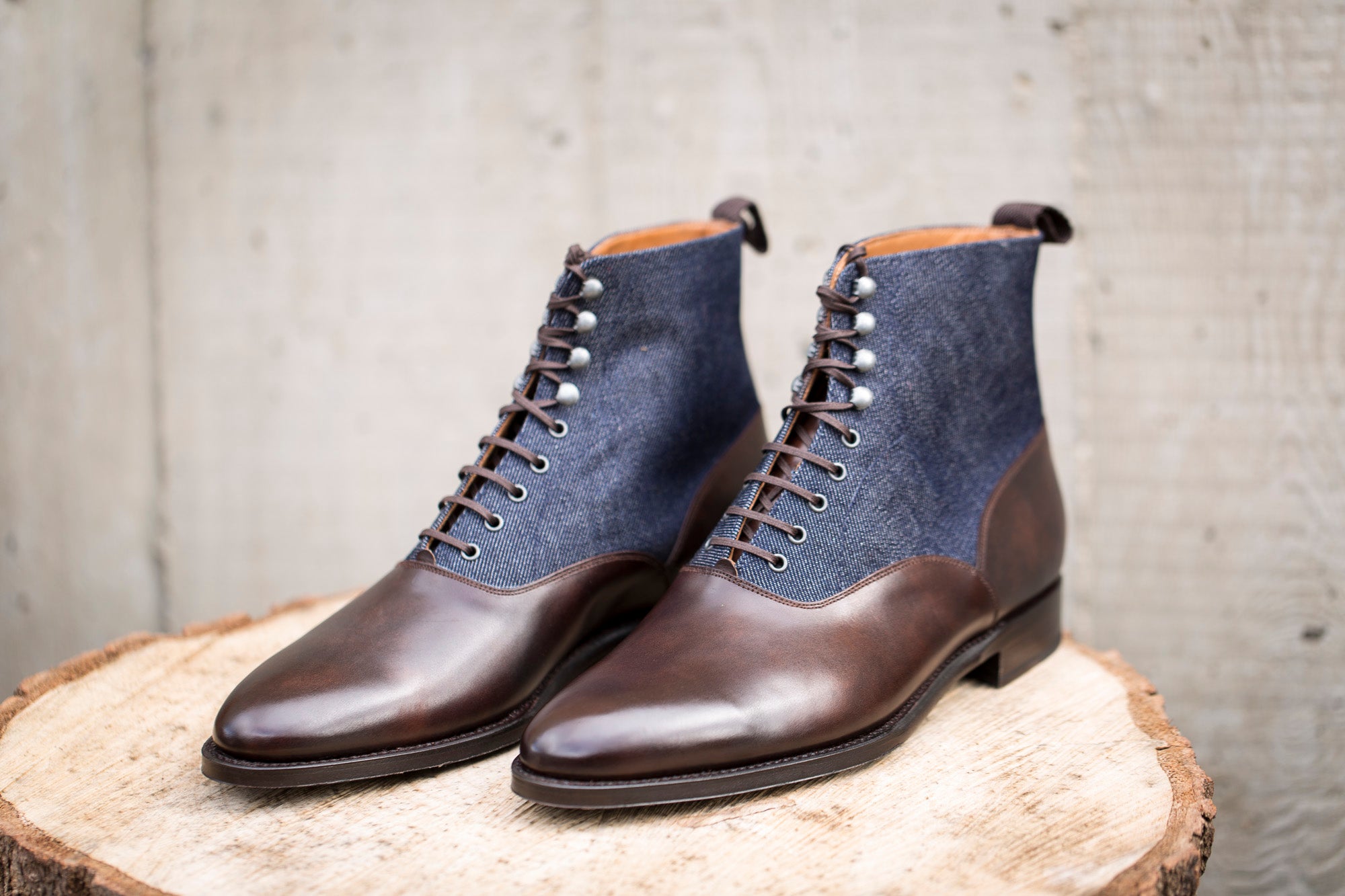 Wedgwood Dark Brown Museum Calf Denim TMG Last Single Leather Sole