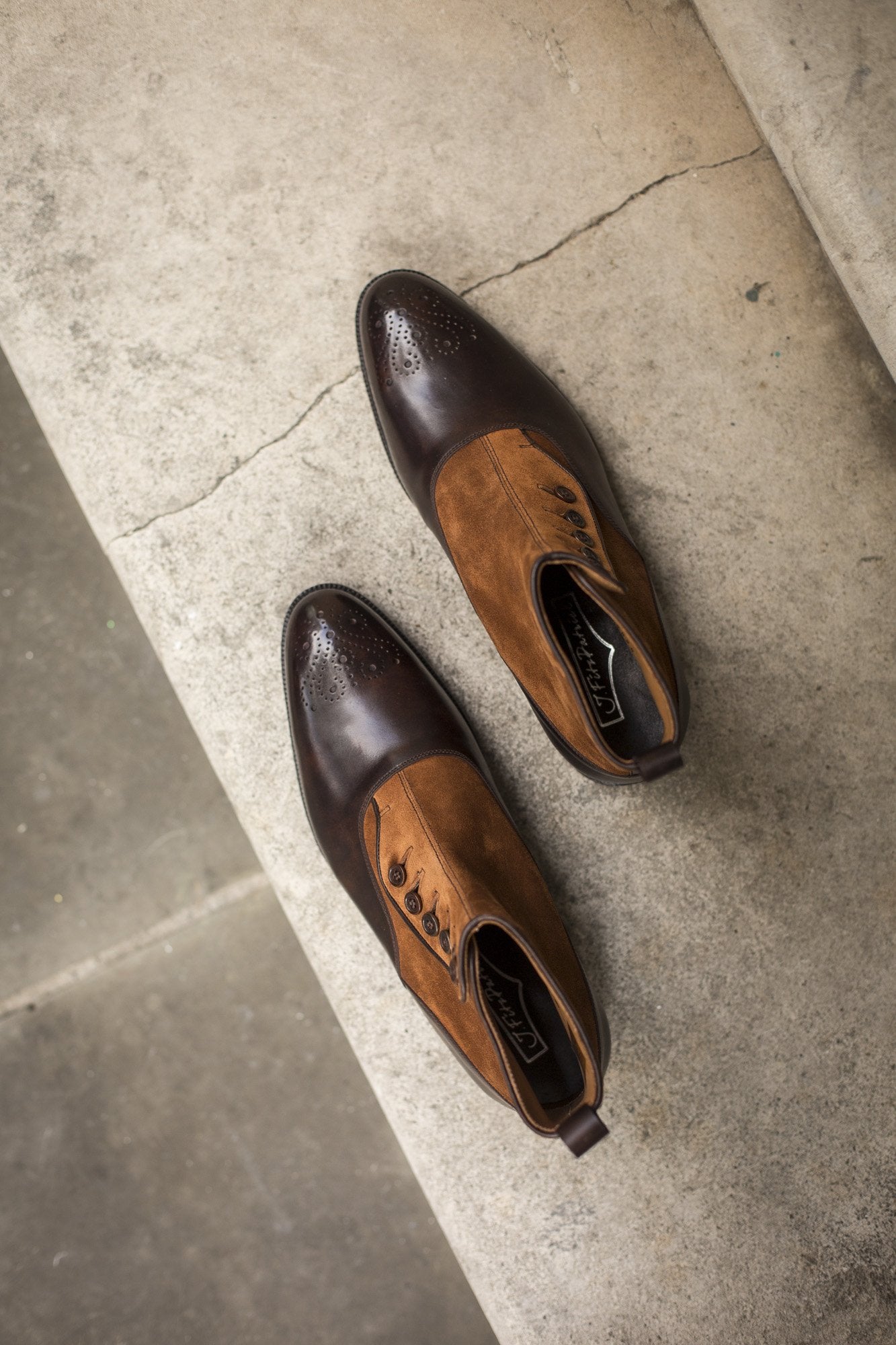 Westlake Leather Shoes - Dark Brown Museum Calf / Tobacco Suede - NGT Last - Single Leather Sole