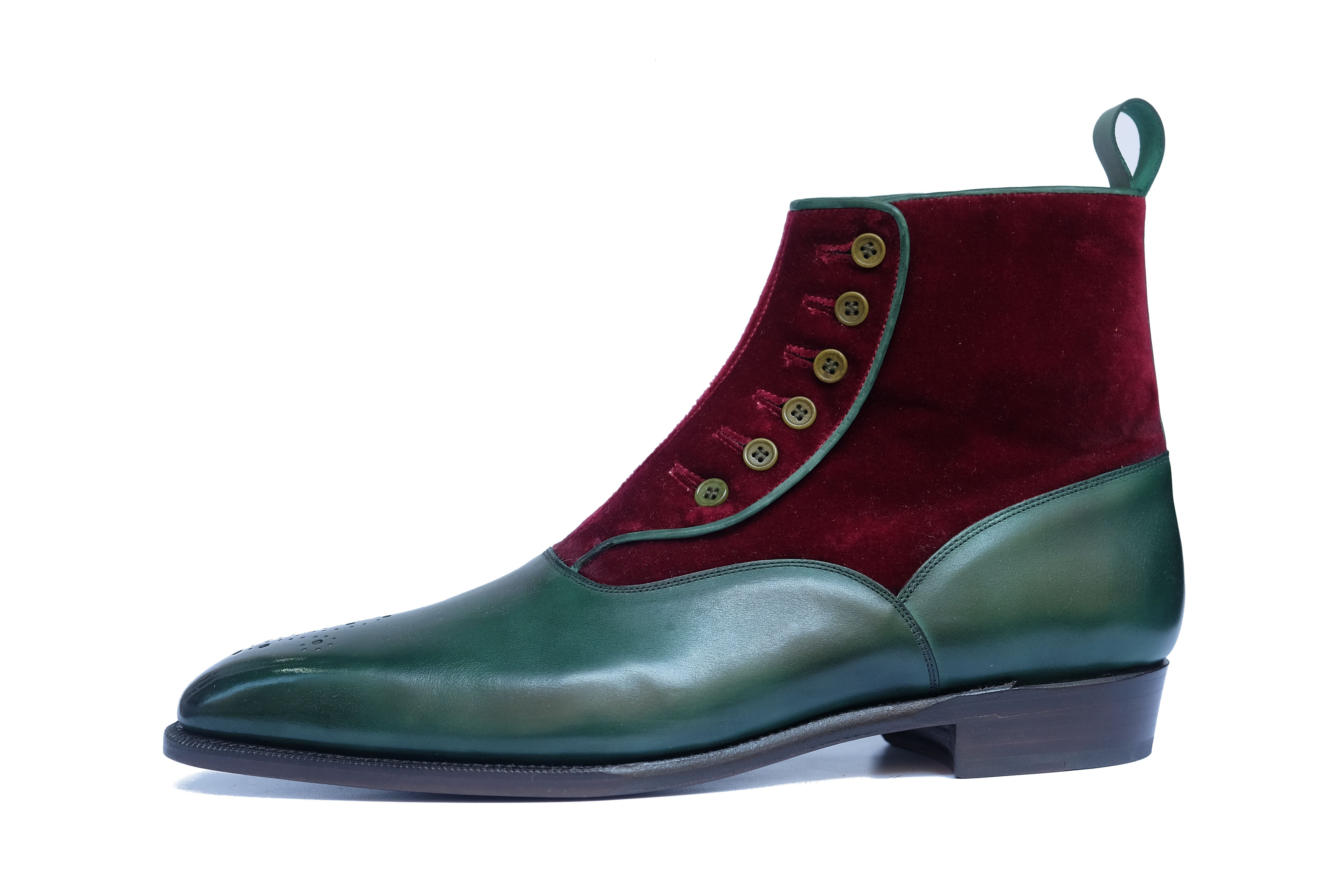 Westlake MTO Forest Green Calf Burgundy Velour LPB Last Single Leather Sole