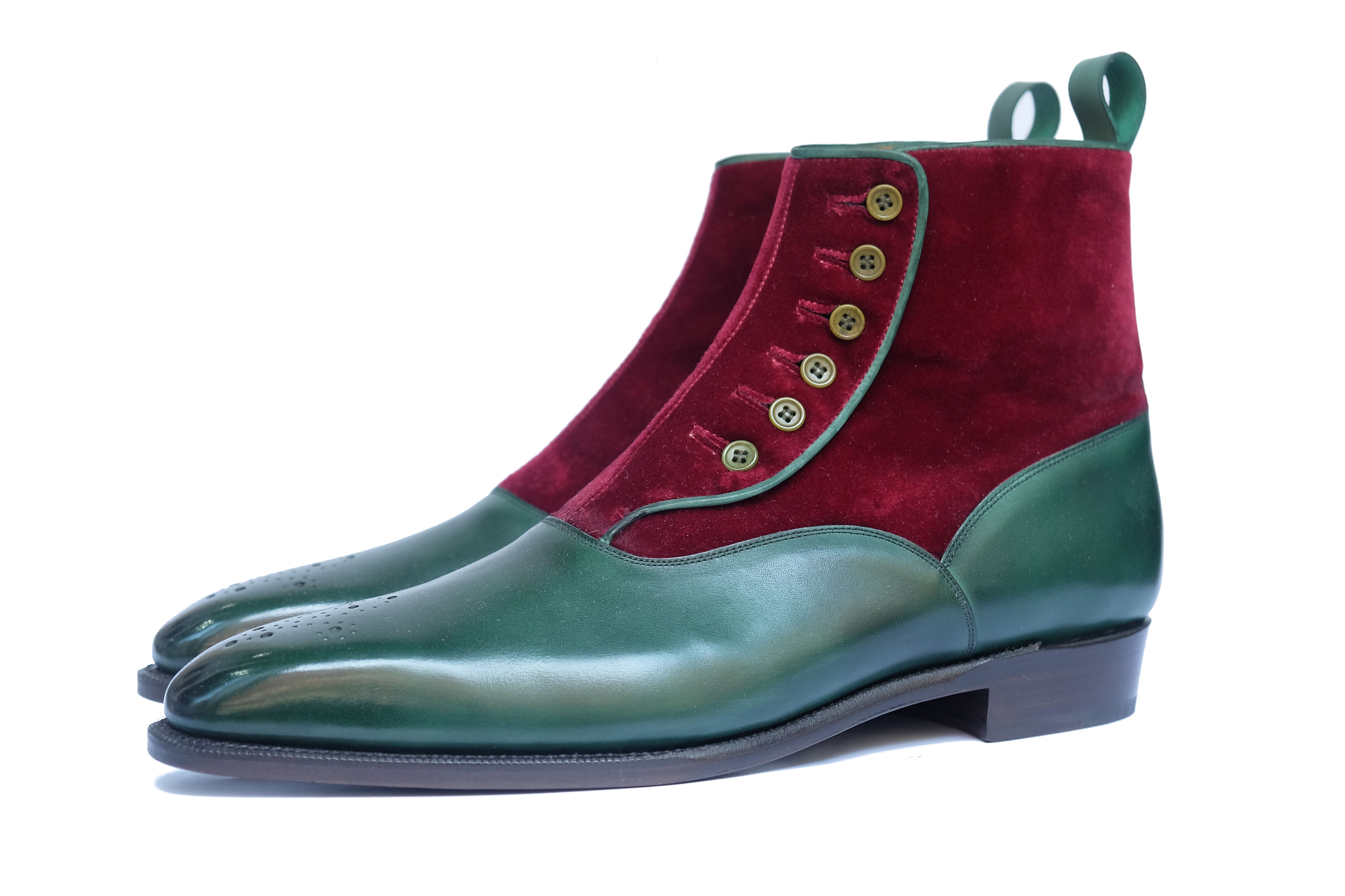 Westlake MTO Forest Green Calf Burgundy Velour LPB Last Single Leather Sole