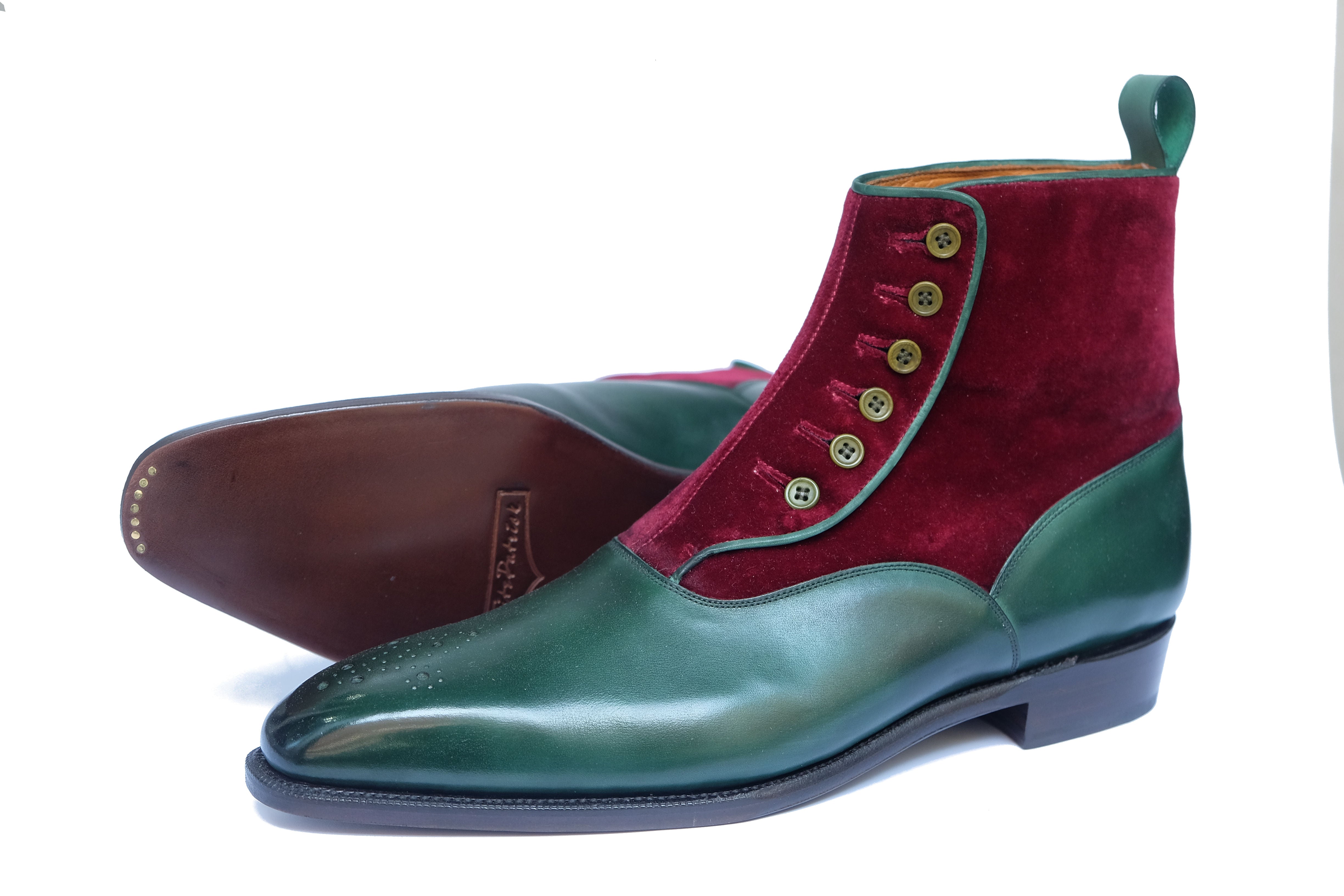 Westlake MTO Forest Green Calf Burgundy Velour LPB Last Single Leather Sole