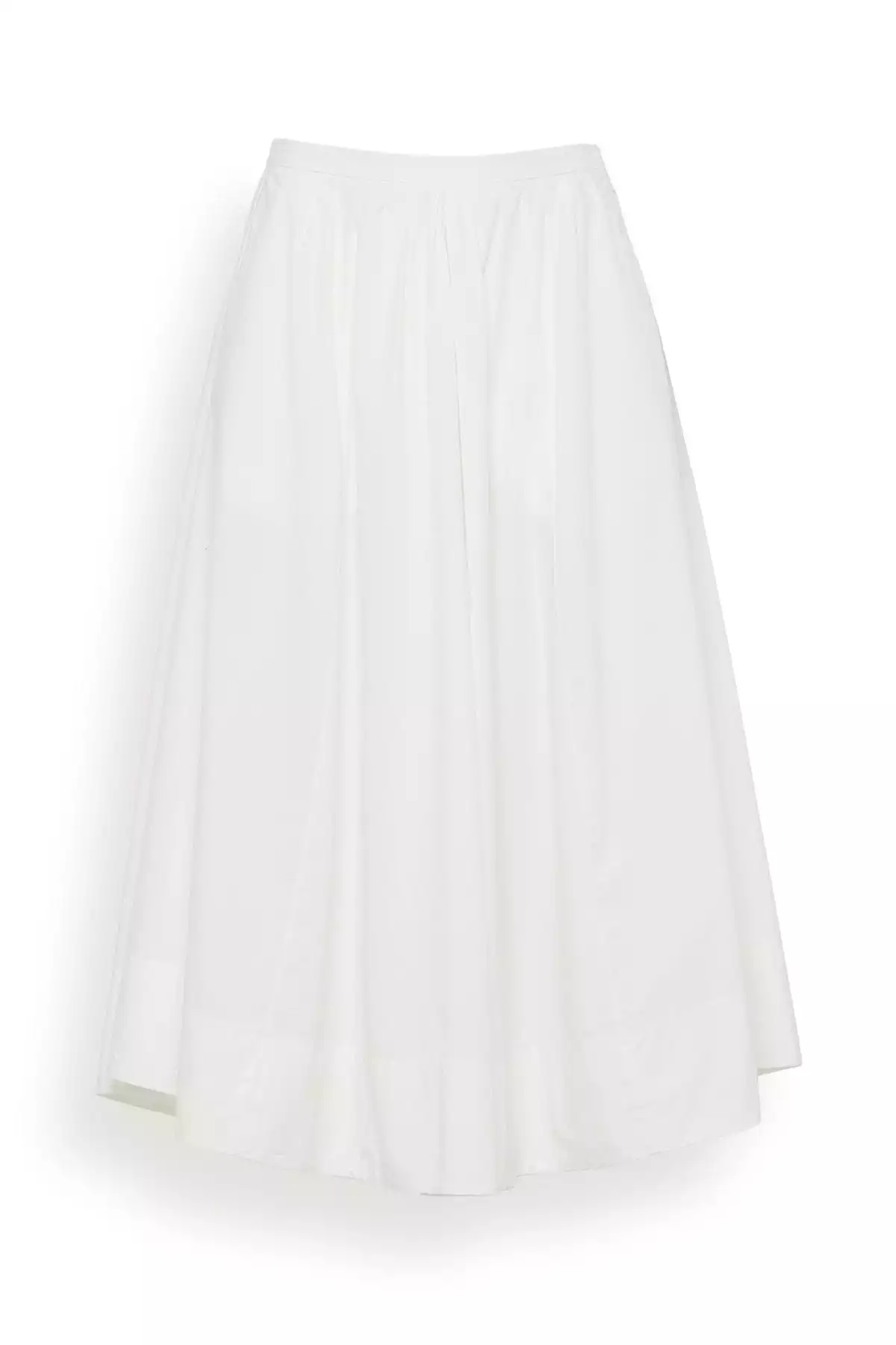 White Cotton Poplin Elasticated Skirt