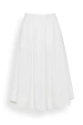 White Cotton Poplin Elasticated Skirt