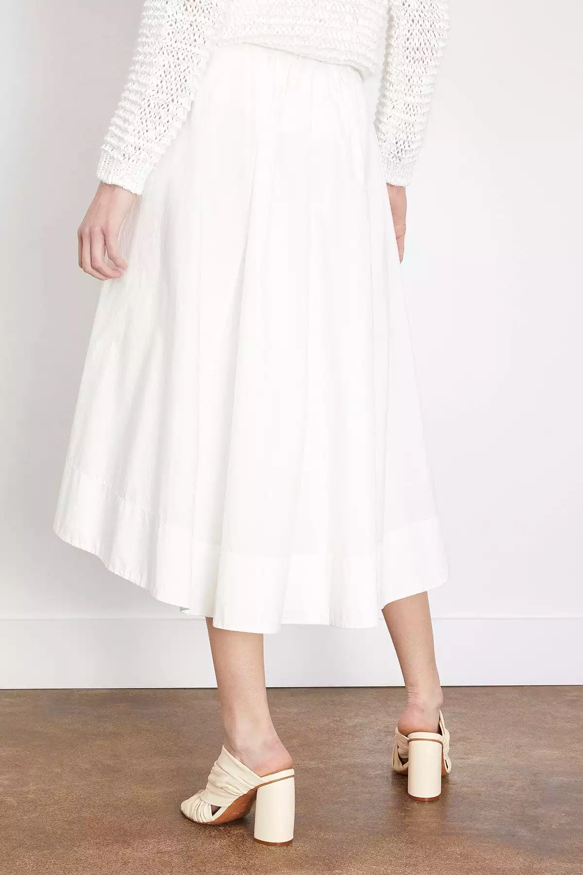 White Cotton Poplin Elasticated Skirt