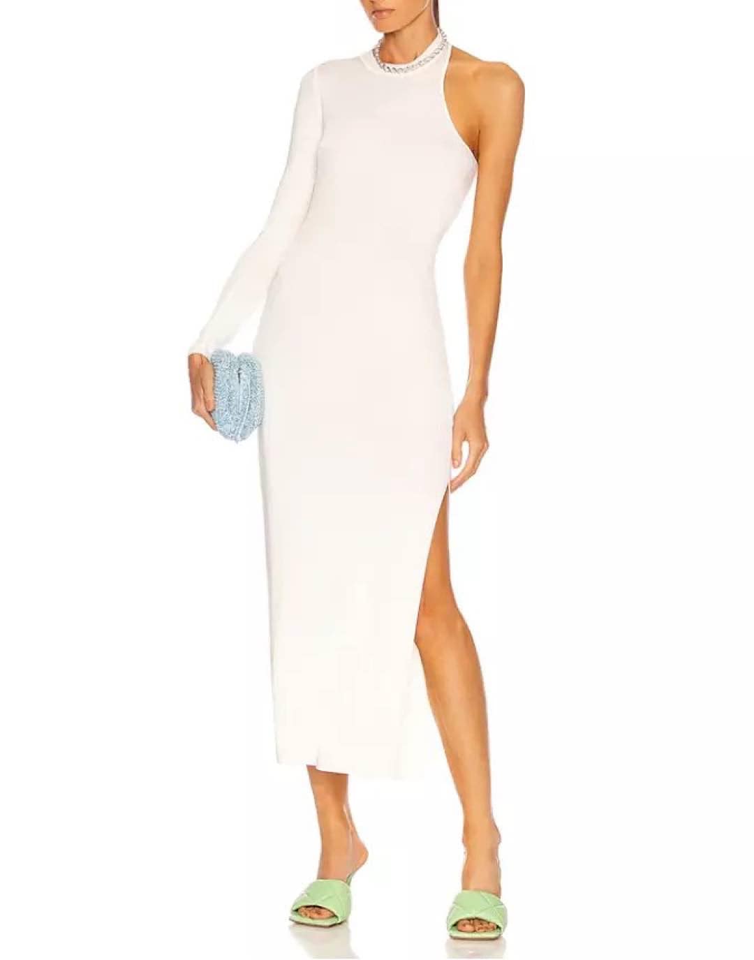 White One Sleeve Cutout Bodycon Dress