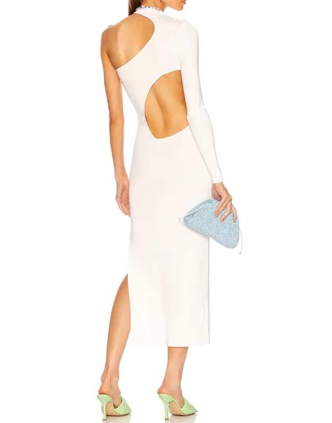 White One Sleeve Cutout Bodycon Dress