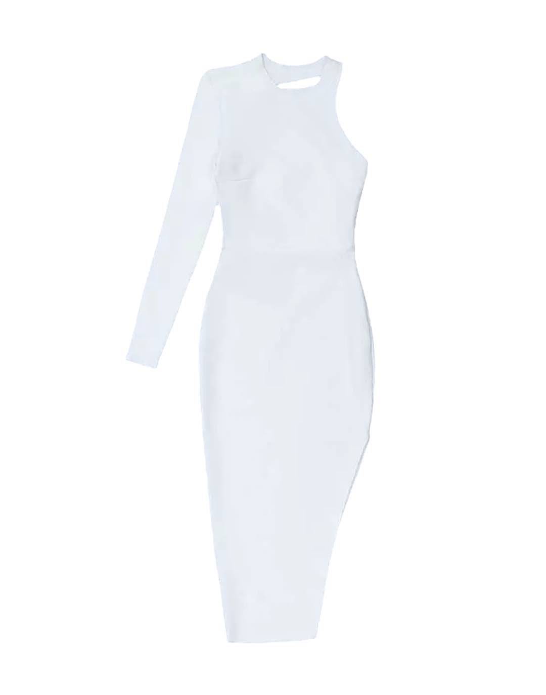 White One Sleeve Cutout Bodycon Dress