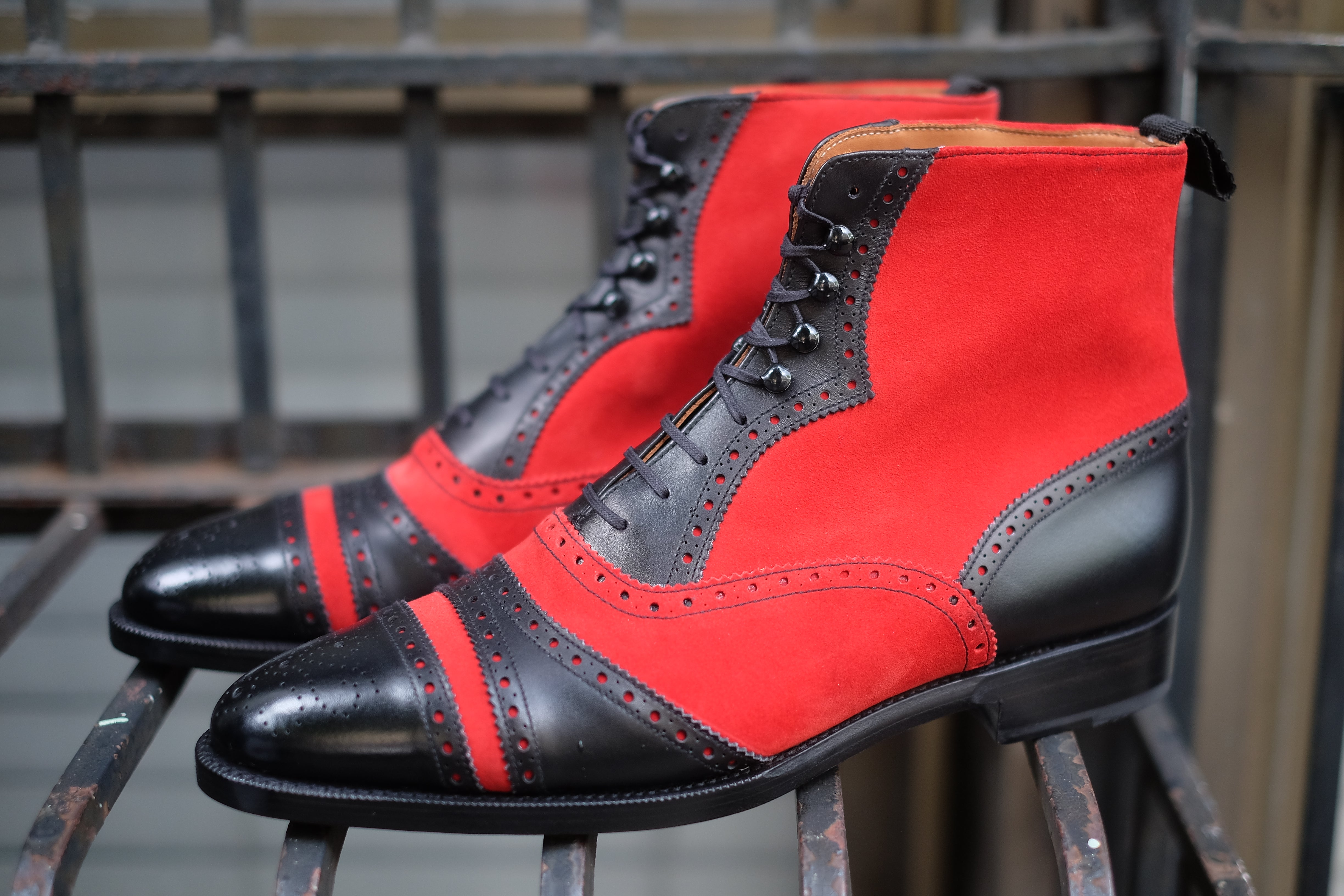 Whitman MTO Black Calf Red Suede TMG last Double Leather Sole - Google SEO optimized.