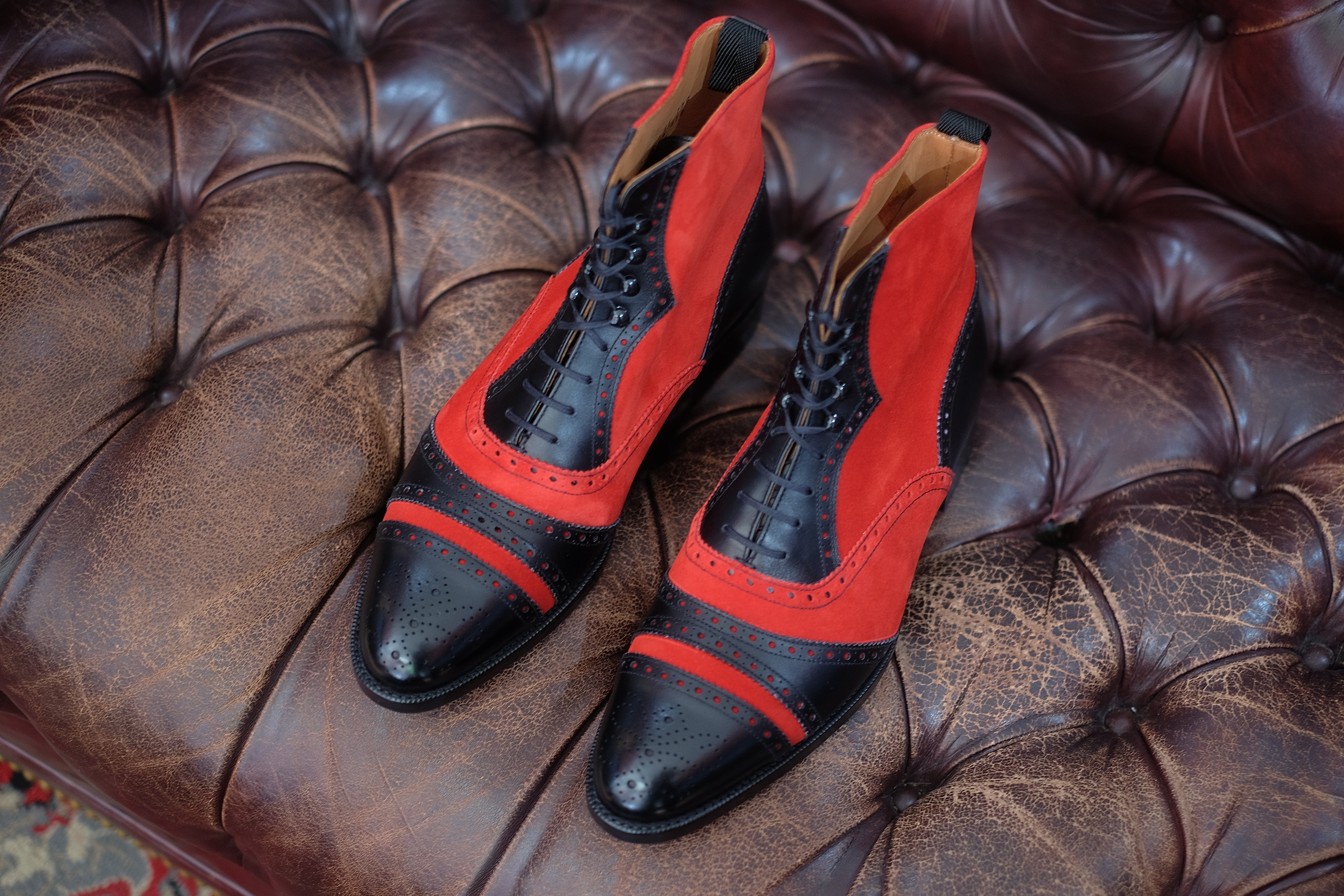 Whitman MTO Black Calf Red Suede TMG last Double Leather Sole - Google SEO optimized.