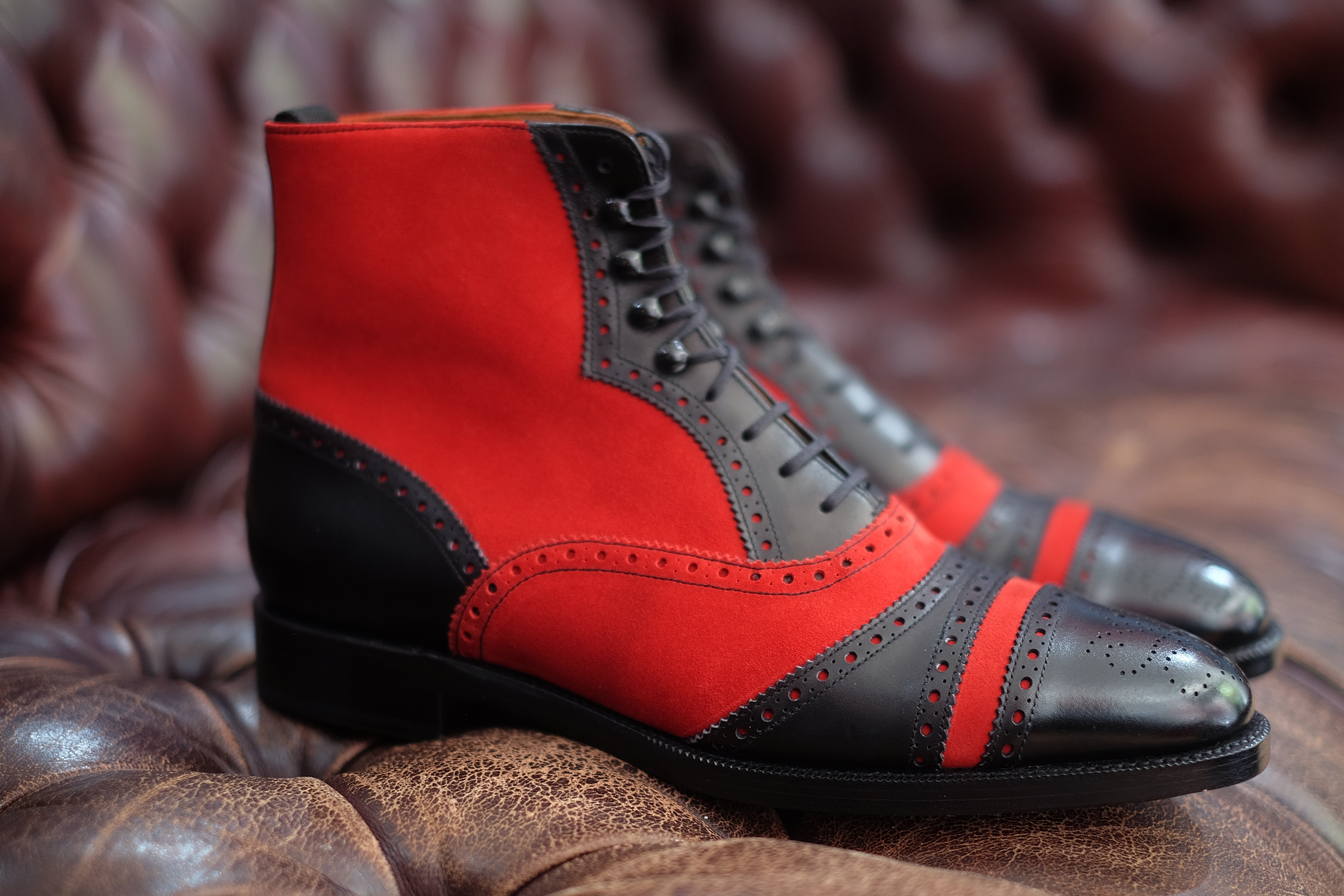 Whitman MTO Black Calf Red Suede TMG last Double Leather Sole - Google SEO optimized.