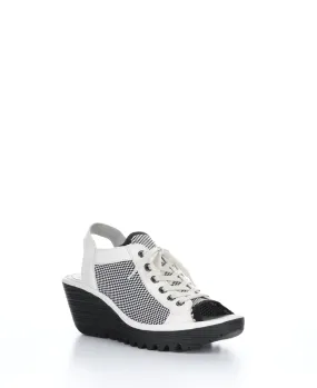 YEDU158FLY White/Black Round Toe Sandals