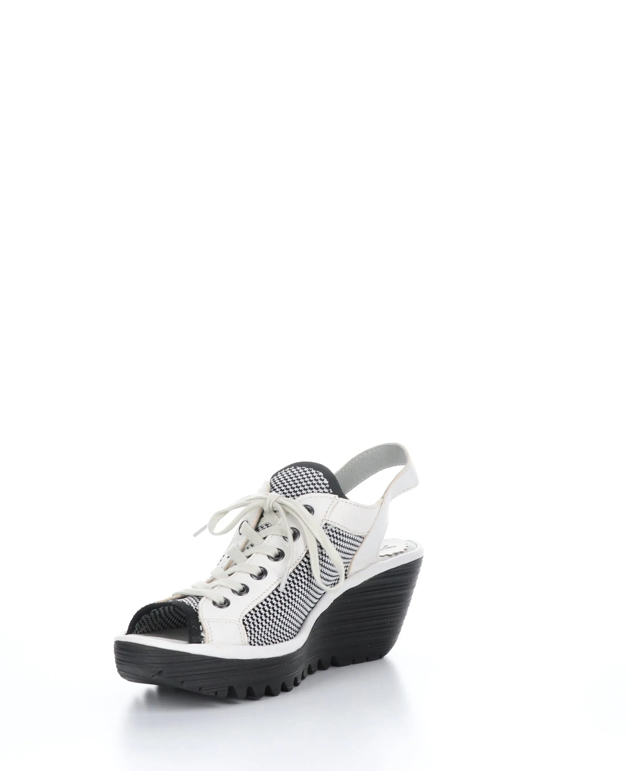 YEDU158FLY White/Black Round Toe Sandals