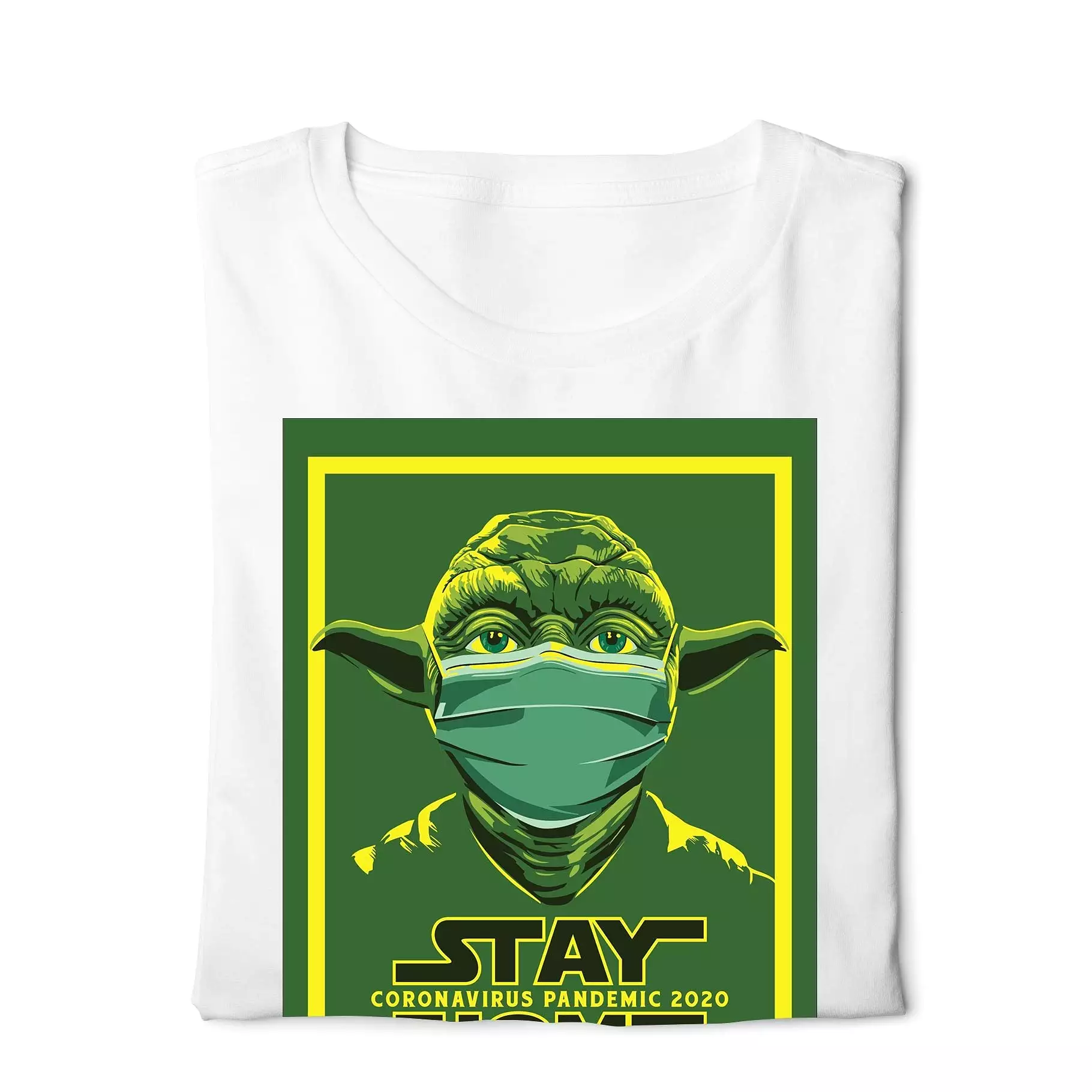 Yoda Star Wars Home Stay - Basic White T-shirt with Digital Graphics