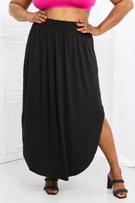 Zenana Black Side Scoop Skirt