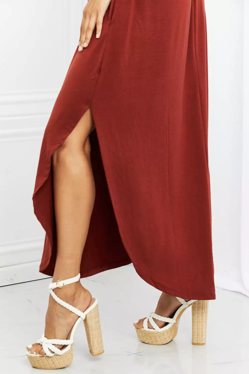 Zenana Dark Rust Side Scoop Skirt - Full Size Scrunch Skirt - It's My Time